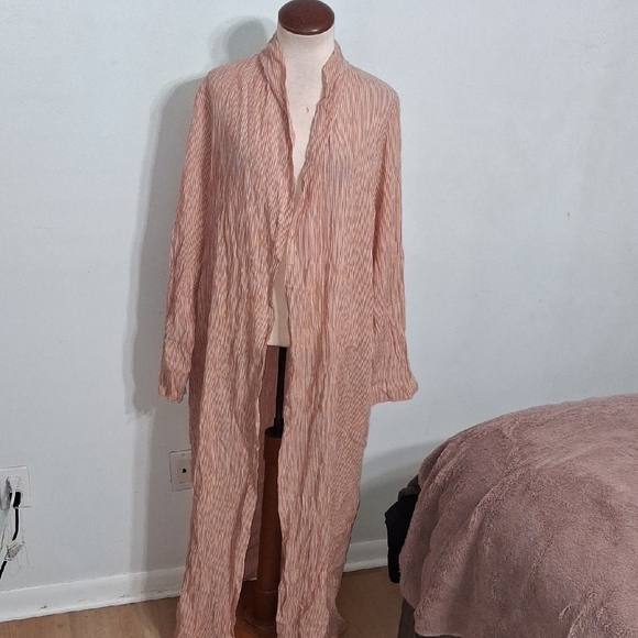 Hers & Mine Jackets & Blazers - Trendy Coral Striped Women's OverLay Jacket- W Sz Large